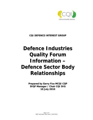 Defence Industry Body Relationships - Chartered Quality Institute
