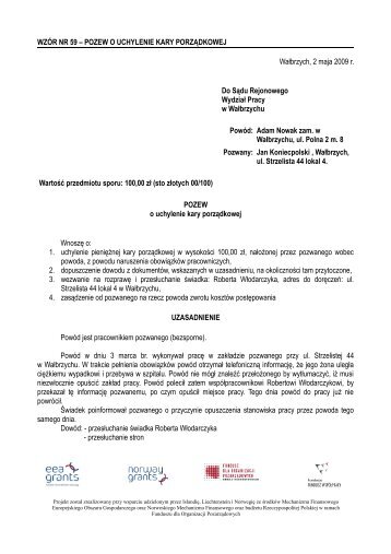 WZÃR NR 59 â POZEW O UCHYLENIE KARY PORZÄDKOWEJ ...