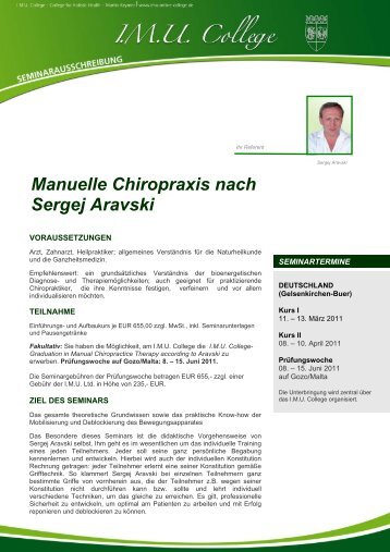 Manuelle Chiropraxis nach Sergej Aravski - IMU College