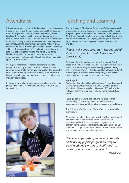 School Prospectus 2011-12 - The Hollins Technology College