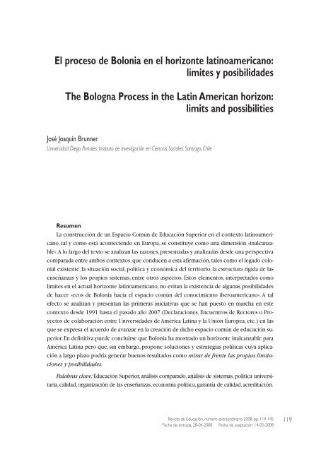 El proceso de Bolonia en el horizonte latinoamericano: límites y ...