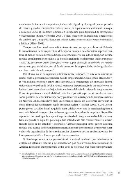 El proceso de Bolonia en el horizonte latinoamericano: límites y ...