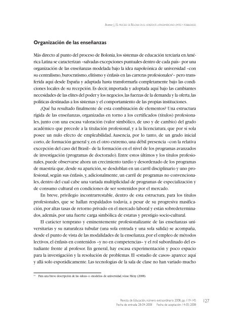 El proceso de Bolonia en el horizonte latinoamericano: límites y ...