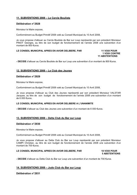 Compte-rendu du Conseil Municipal du jeudi 22 mai 2008 Etaient ...