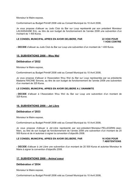 Compte-rendu du Conseil Municipal du jeudi 22 mai 2008 Etaient ...