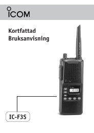 Kortfattad Bruksanvisning IC-F3S - VHF Group AS