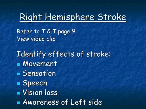 Anatomy Sign Symptoms of Stroke - The Stroke Network of ...
