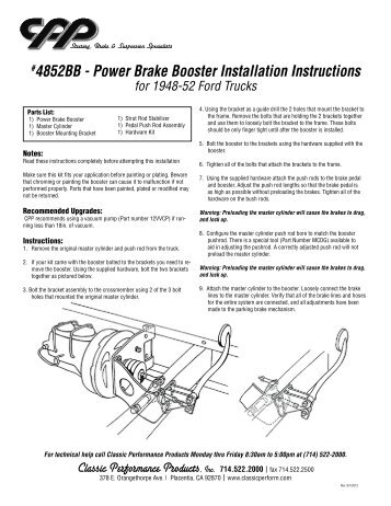 #4852BB - Power Brake Booster Installation Instructions - Classic ...