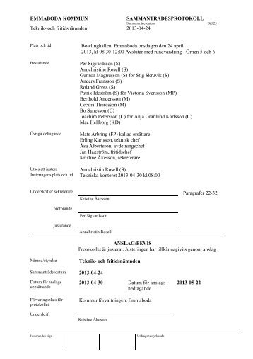 Teknik-och fritidsnÃ¤mndensmÃ¶te 2013-04-24 - Emmaboda kommun