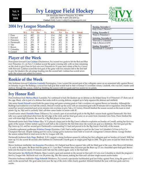 Ivy League Field Hockey - Ivy League Sports