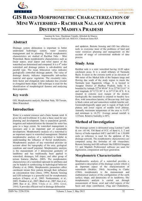 gis based morphometric characterization of mini watershed - ijater