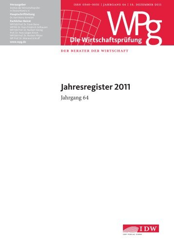 Jahresregister 2011.indd - IDW Institut der WirtschaftsprÃ¼fer in ...