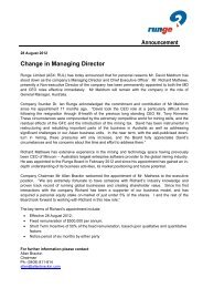 Announcement Change in Managing Director - Runge