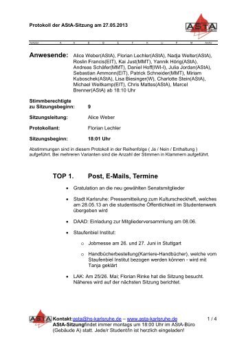 Sitzungsprotokoll 27.05.2013 - Fachschaft-ka.de