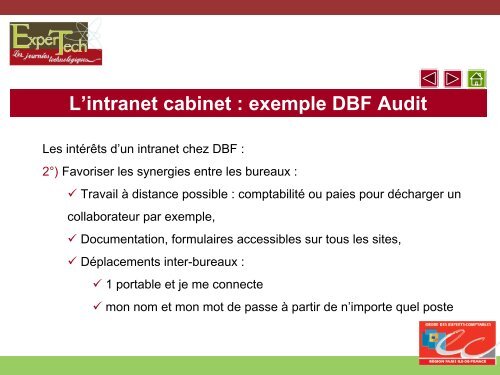 L'intranet cabinet : exemple DBF Audit - Ordre des experts ...