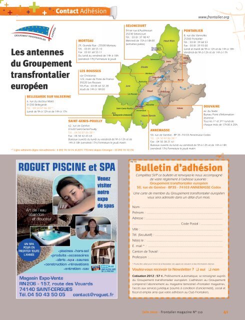 Frontalier magazine NÂ° 110 - Groupement transfrontalier europÃ©en