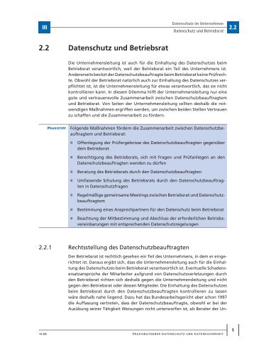 Datenschutz und 2.2 Betriebsrat - Menschundmedien.de