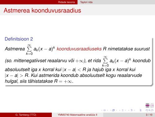 9. loeng Astmeread, Taylori rida.