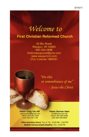 Welcome to - First Christian Reformed Church