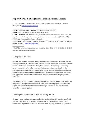 Report COST STSM (Short Term Scientific Mission) - cost pergamon