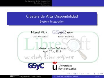 Clusters HA - docencia de la ETSIT-URJC