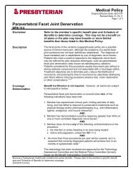 Paravertebral Facet Joint Denervation - Presbyterian Healthcare ...