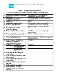 Planned Neonatal Extubation - Southern Health and Social Care Trust