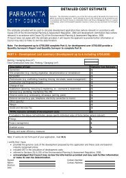 Detailed Cost Estimate Form - Parramatta City Council