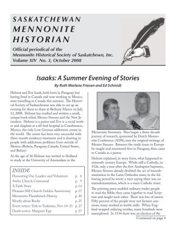 Saskatchewan Mennonite Historian - the Mennonite Historical ...