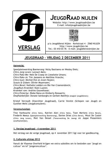 Verslag 2 december 2011 - Jeugd Nijlen