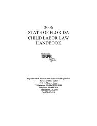 2006 state of florida child labor law handbook - MyFloridaLicense.com