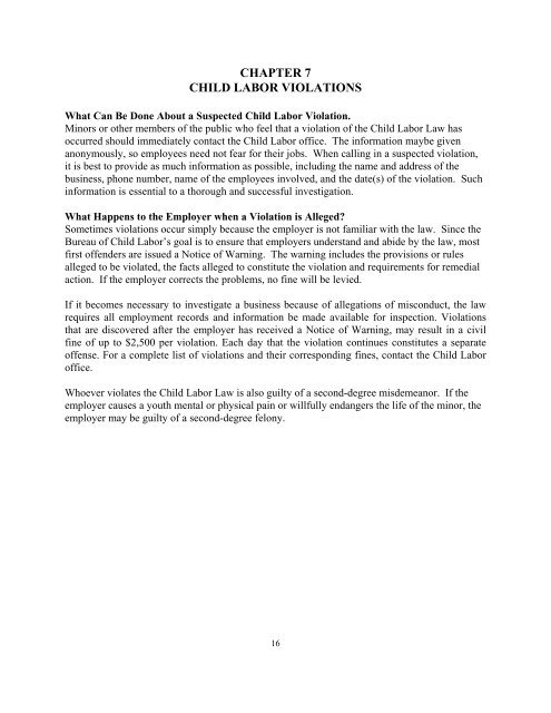 2006 state of florida child labor law handbook - MyFloridaLicense.com