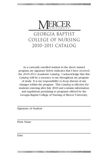 Georgia Baptist College of Nursing Catalog 2010 ... - Mercer University