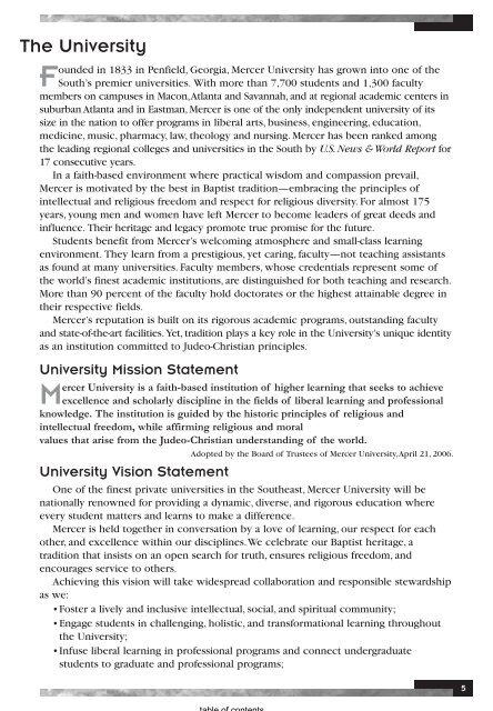 Georgia Baptist College of Nursing Catalog 2010 ... - Mercer University