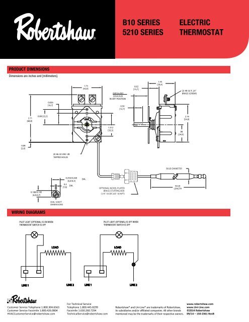 B10 Series Electic Thermostat - Uni-Line