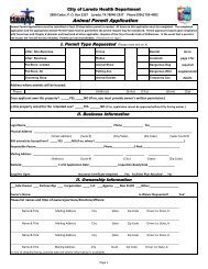 Animal Permit Application for Pet Shops - Laredo, TX