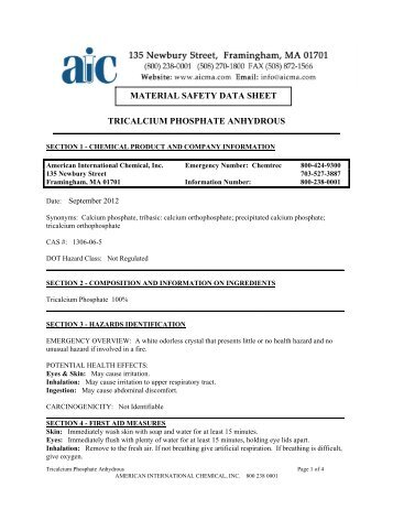 Tricalcium Phosphate Anhydrous - American International Chemical