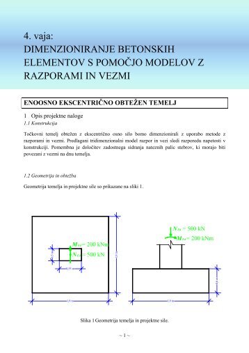 4. vaja: DIMENZIONIRANJE BETONSKIH ELEMENTOV S ...