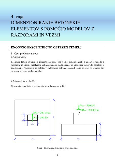 4. vaja: DIMENZIONIRANJE BETONSKIH ELEMENTOV S ...