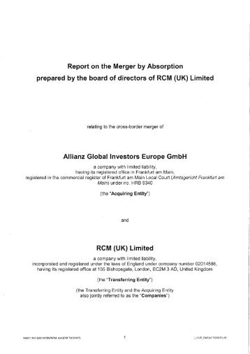 RCM (UK) Ltd Report Merger by Absorption - Allianz Global Investors