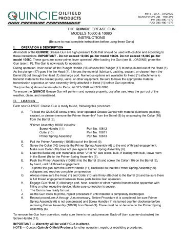 Valve Grease Gun Manual - QUINCIE Oilfield Products