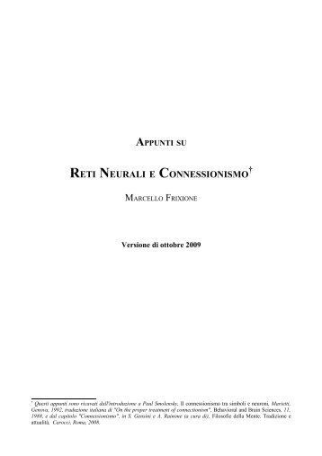 RETI NEURALI E CONNESSIONISMO - Filosofia