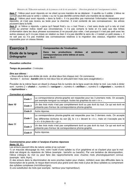 Evaluation Nationale CE1-2011 LM - MinistÃ¨re de l'Ãducation ...