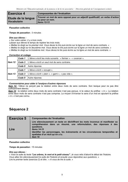 Evaluation Nationale CE1-2011 LM - MinistÃ¨re de l'Ãducation ...