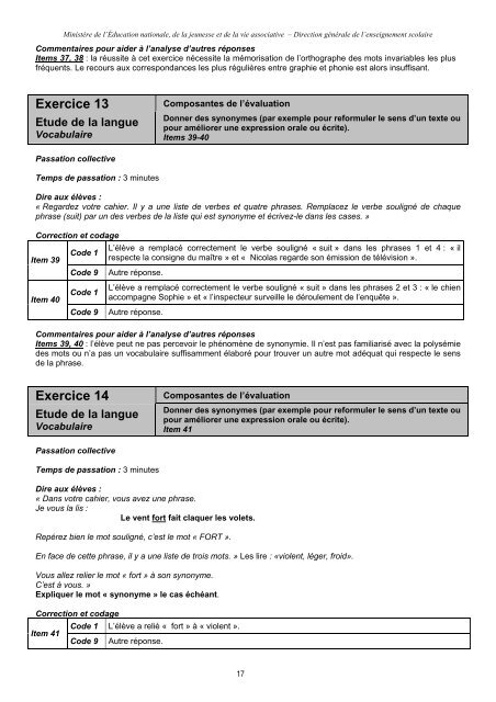 Evaluation Nationale CE1-2011 LM - MinistÃ¨re de l'Ãducation ...