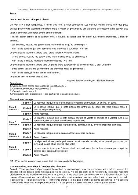 Evaluation Nationale CE1-2011 LM - MinistÃ¨re de l'Ãducation ...