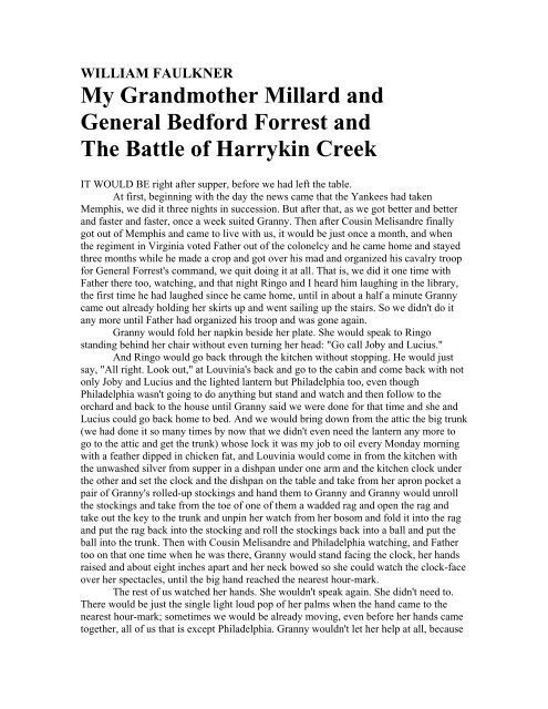 WILLIAM FAULKNER My Grandmother Millard ... - literature save 2
