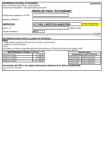 317 fiee créditos maestría orden de pago "scotiabank" servicio