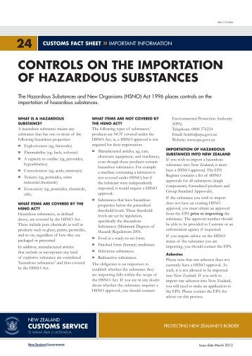 Fact Sheet 24 - Controls on the importation of hazardous substances