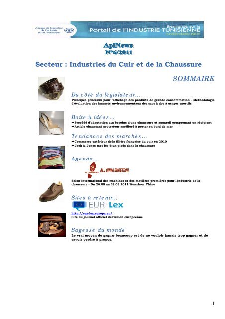 Secteur : Industries du Cuir et de la Chaussure ... - Tunisie industrie